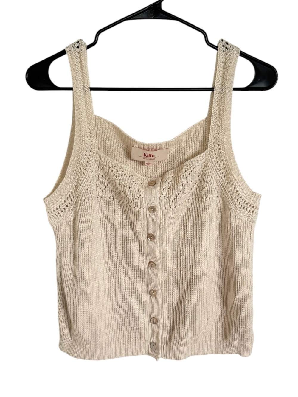 Kilte Cream Knit Cotton & Linen Tank Top